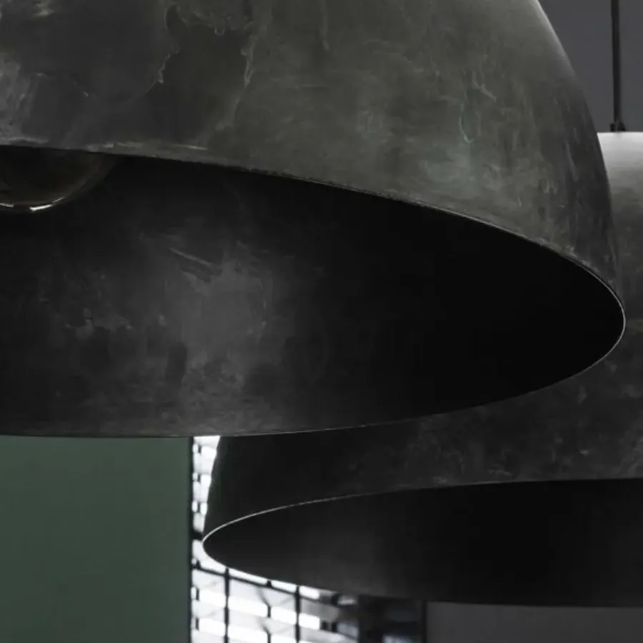 Hanglampen-Dimehouse Industriële hanglamp Dacia 2-lichts antraciet rond 60x142x150 cm Metaal