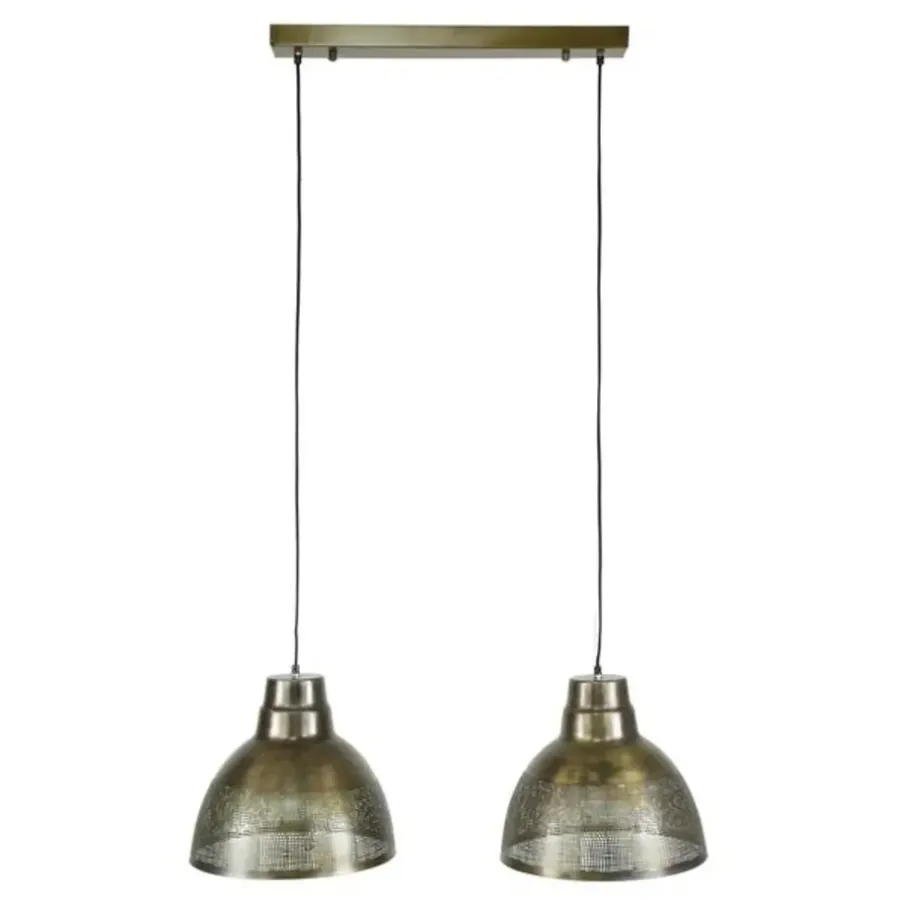 Dimehouse Industriële hanglamp Luisa 2-lichts metaal brons 38x95x150 cm Brons