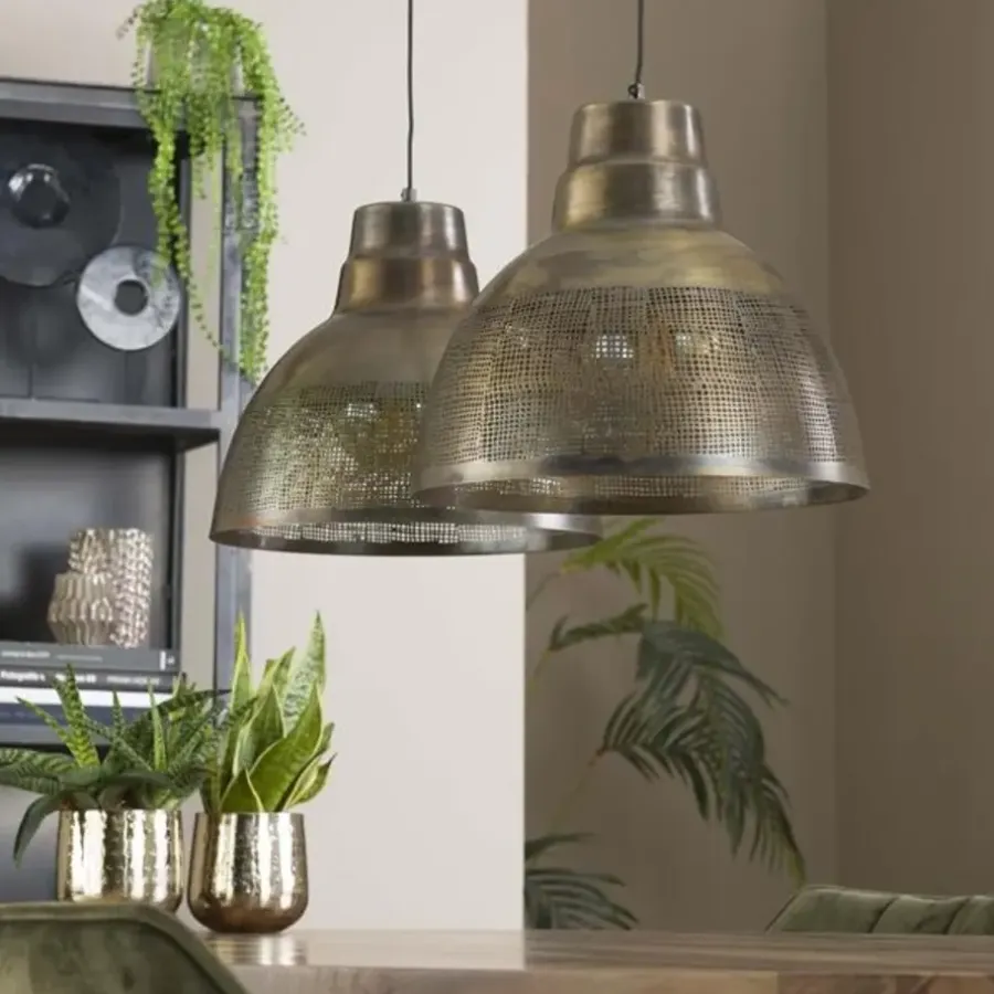 Dimehouse Industriële hanglamp Luisa 2-lichts metaal brons 38x95x150 cm Brons
