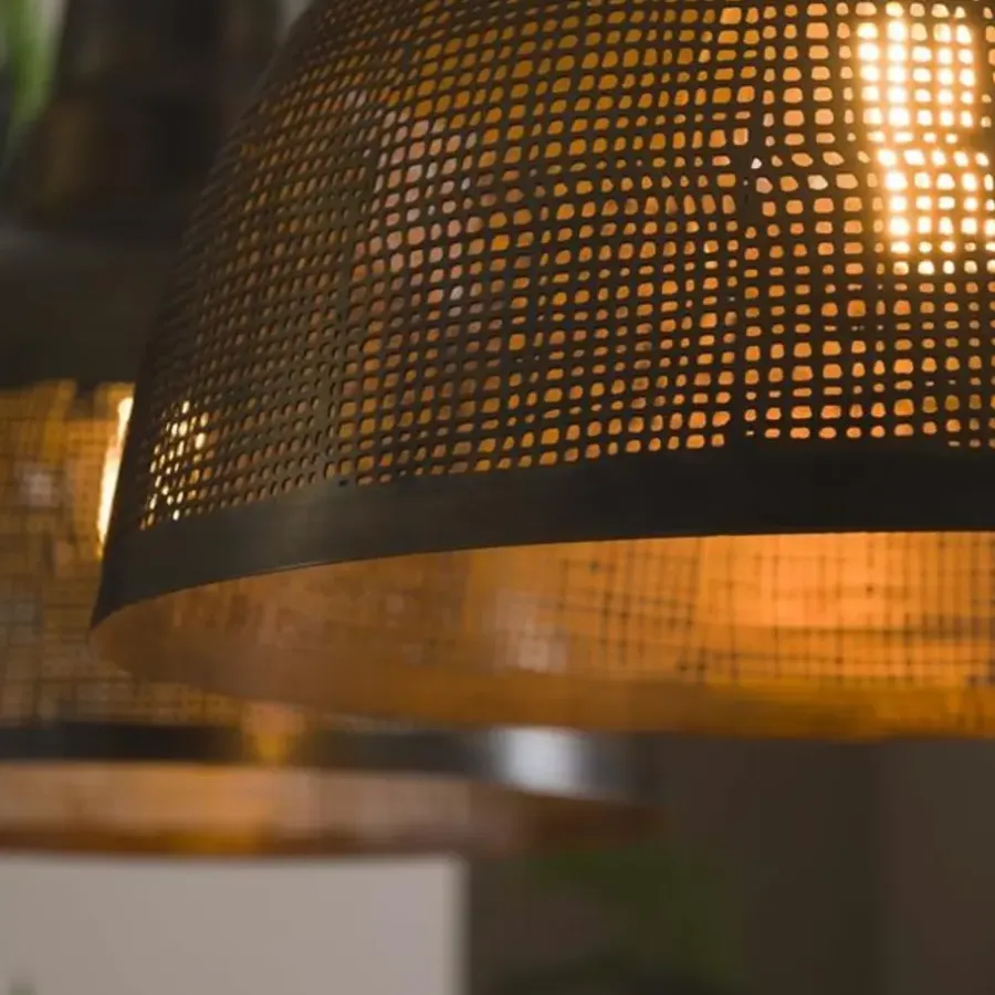 Dimehouse Industriële hanglamp Luisa 2-lichts metaal brons 38x95x150 cm Brons