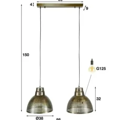 Dimehouse Industriële hanglamp Luisa 2-lichts metaal brons 38x95x150 cm Brons