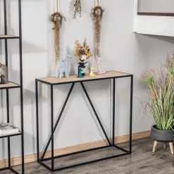 Sidetables-Nordlys Industriële houten en zwarte metalen consolestijl