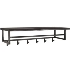 Dimehouse Industriële kapstok Yme acaciahout metaal - 30x100x27 cm - Hout - Bruin