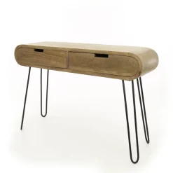 Sidetables-Dimehouse Industriële sidetable Jasmine 2 lades mangohout 30x120x76 cm Mangohout