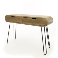 Sidetables-Dimehouse Industriële sidetable Jasmine 2 lades mangohout 30x120x76 cm Mangohout