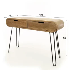 Sidetables-Dimehouse Industriële sidetable Jasmine 2 lades mangohout 30x120x76 cm Mangohout