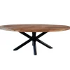 Dimehouse Industriële tafel ovaal Oregon mangohout 180x100 cm - Mangohout - Bruin