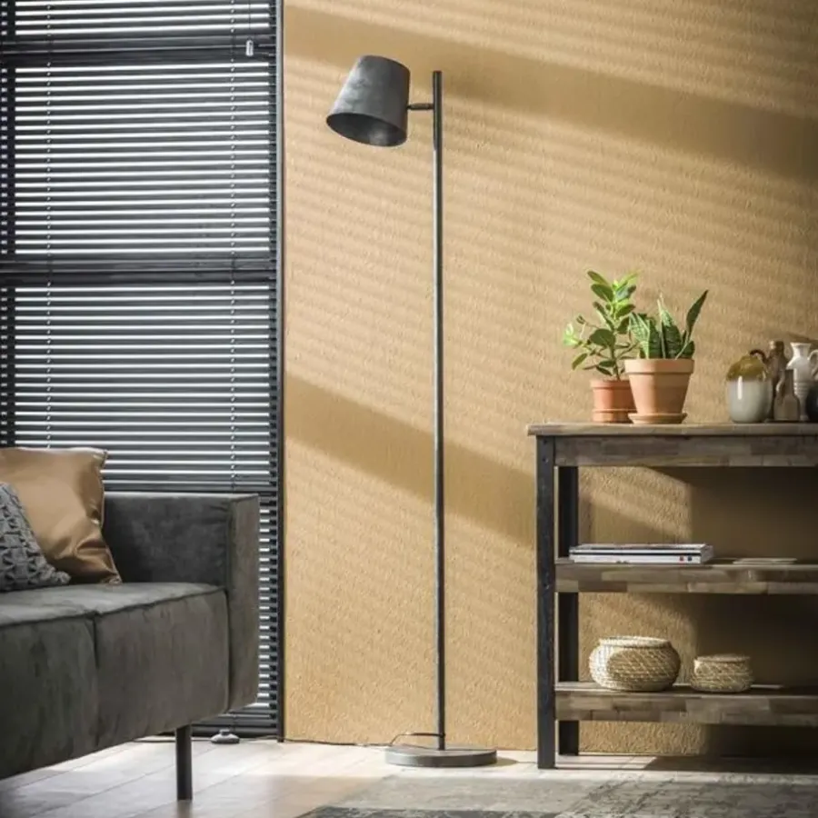 Staande Lampen-Dimehouse Industriële vloerlamp Sienna metaal antraciet - 157x37x157 cm - Metaal - Grijs