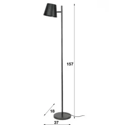 Staande Lampen-Dimehouse Industriële vloerlamp Sienna metaal antraciet - 157x37x157 cm - Metaal - Grijs