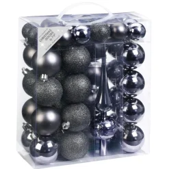 Kerstballen|Kerstdecoratie-Inge-glas Inge Christmas goods Kerstballen - 4-6 cm - antraciet - 47 stuks