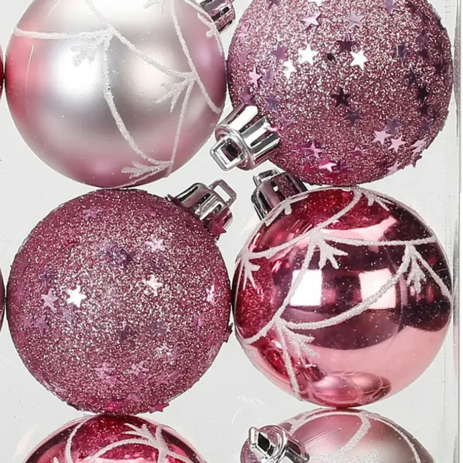 Inge-glas Inge Christmas Goodz kerstballen 9x - 6 cm -kunststof -roze