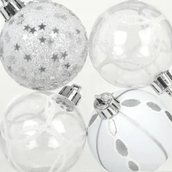 Kerstballen|Kerstdecoratie-Inge-glas Inge Christmas Goodz kerstballen 9x - 6 cm -kunststof -zilver/wit