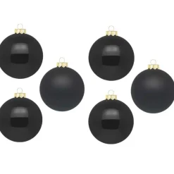 Kerstballen-Inge-glas Inge Christmas grote kerstballen - 6x- zwart - 10 cm - glas