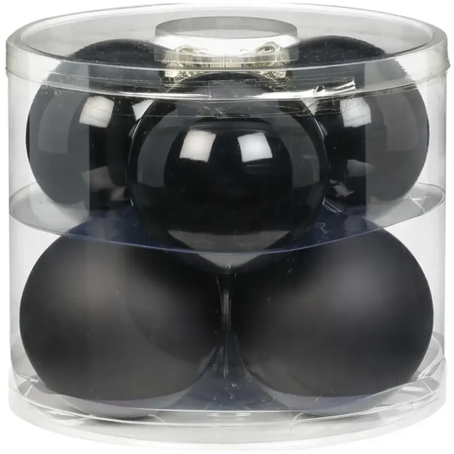 Kerstballen-Inge-glas Inge Christmas grote kerstballen - 6x- zwart - 10 cm - glas