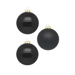 Kerstballen-Inge-glas Inge Christmas grote kerstballen - 6x- zwart - 10 cm - glas