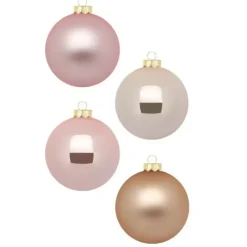 Kerstballen|Kerstdecoratie-Inge-glas Inge Christmas Kerstballen - 12st - glas - parel roze - 8cm