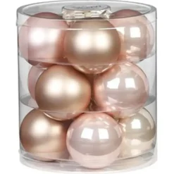 Kerstballen|Kerstdecoratie-Inge-glas Inge Christmas Kerstballen - 12st - glas - parel roze - 8cm