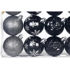 Inge-glas Inge Christmas kerstballen - 12x st - zwart - 6 cm - kunststof