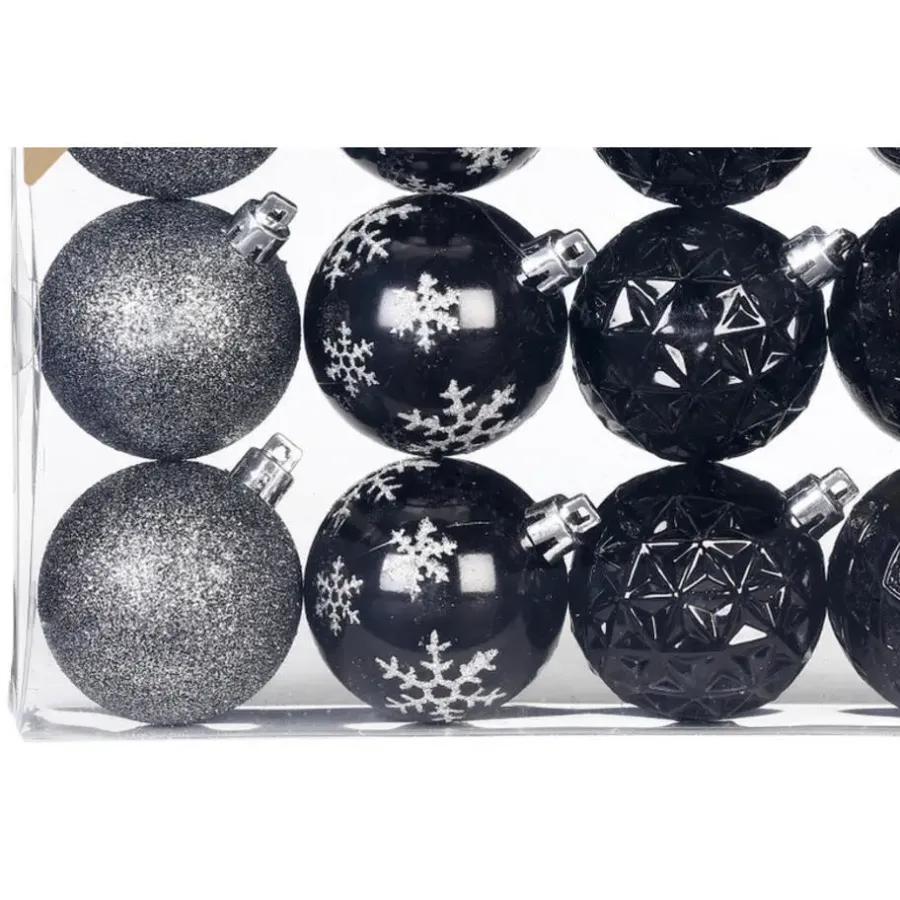 Inge-glas Inge Christmas kerstballen - 12x st - zwart - 6 cm - kunststof