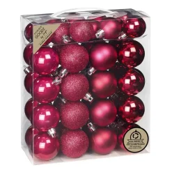 Kerstballen|Kerstdecoratie-Inge-glas Inge Christmas kerstballen - 44x - bessen roze - kunststof - mix