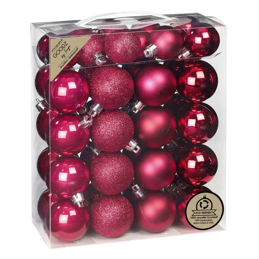 Kerstballen|Kerstdecoratie-Inge-glas Inge Christmas kerstballen - 44x - bessen roze - kunststof - mix