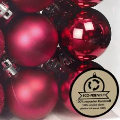 Kerstballen|Kerstdecoratie-Inge-glas Inge Christmas kerstballen - 44x - bessen roze - kunststof - mix