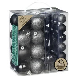 Inge-glas Inge Christmas kerstballen -39-dlg- zwart- kunststof - met piek