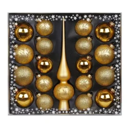 Inge-glas Inge goods Kerstballen met piek - 19st - glas - goud - 4-6-8 cm