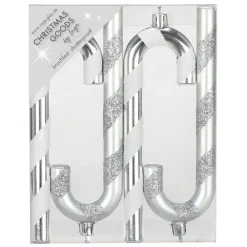 Inge-glas Inge goods Kersthangers - 4x - zuurstokken - zilver - 14 cm