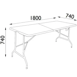 IVOL Inklapbare kunststof tafel 180 x 74 cm