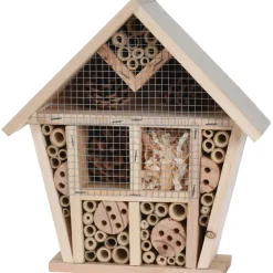 Merkloos Insectenhotel - naturel - hout - bijenhuis - 30 cm