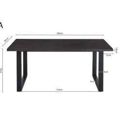 Rechthoekige Eettafels-Interiax Eettafel 'Oliver' 180 cm Decor Donkerbruin