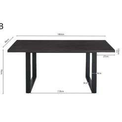 Rechthoekige Eettafels-Interiax Eettafel 'Oliver' 180 cm Decor Donkerbruin