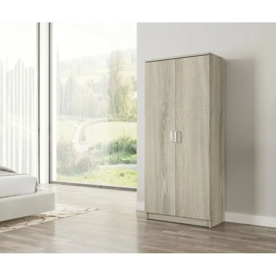 Draaideurkasten-Interiax Kledingkast 'Amelie' - Sonoma Eik - 2 Deurs - 180x80x40 cm