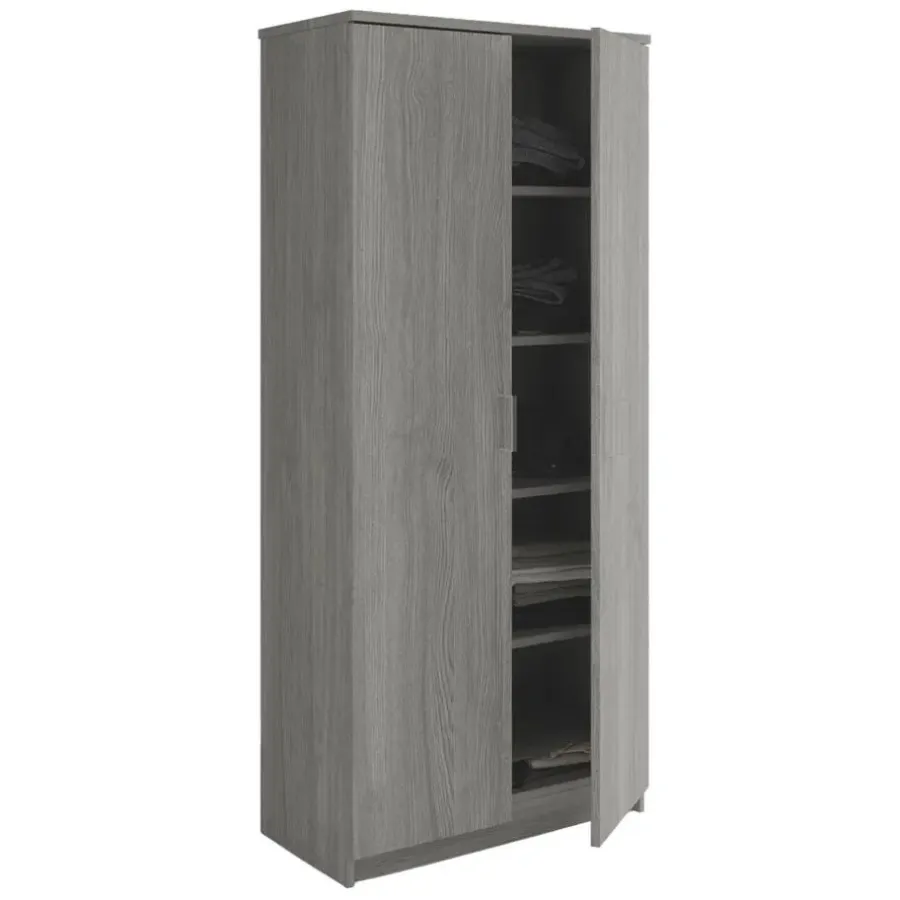 Interiax Kledingkast 'Amelie' - Grijze Eik - 2 Deurs - 180x80x40 cm