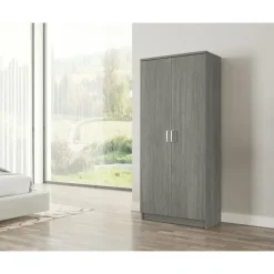 Interiax Kledingkast 'Amelie' - Grijze Eik - 2 Deurs - 180x80x40 cm
