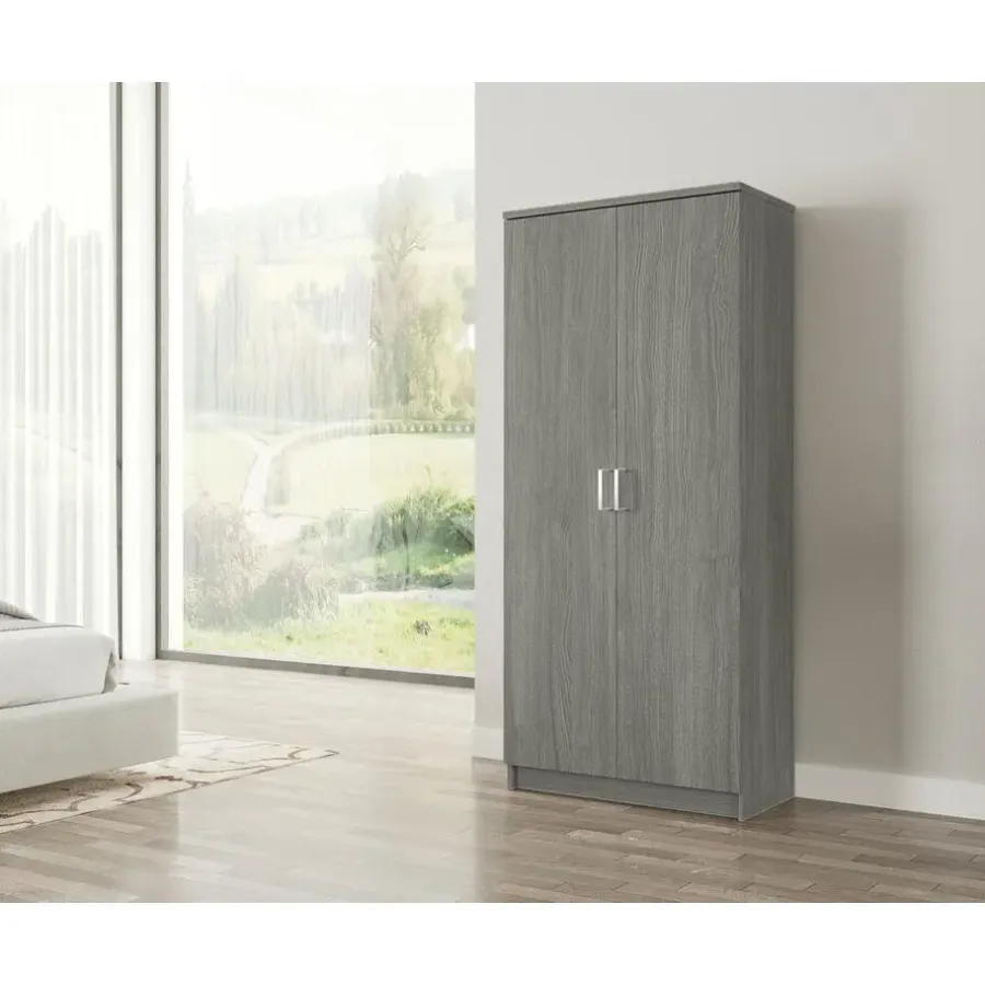 Interiax Kledingkast 'Amelie' - Grijze Eik - 2 Deurs - 180x80x40 cm
