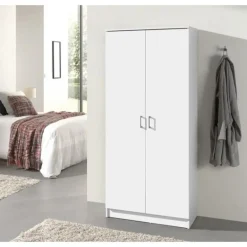 Kledingkasten|Kledingkasten-Interiax Kledingkast 'Amelie' - Wit - 2 Deurs - 180x80x40 cm
