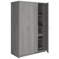Interiax Kledingkast 'Amelie' - Grijze Eik - 3 Deurs - 180x120x54 cm