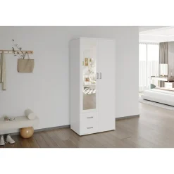 Kledingkasten|Kledingkasten-Interiax Kledingkast 'Lena' - Wit - 2 Deurs - 185x80x52cm