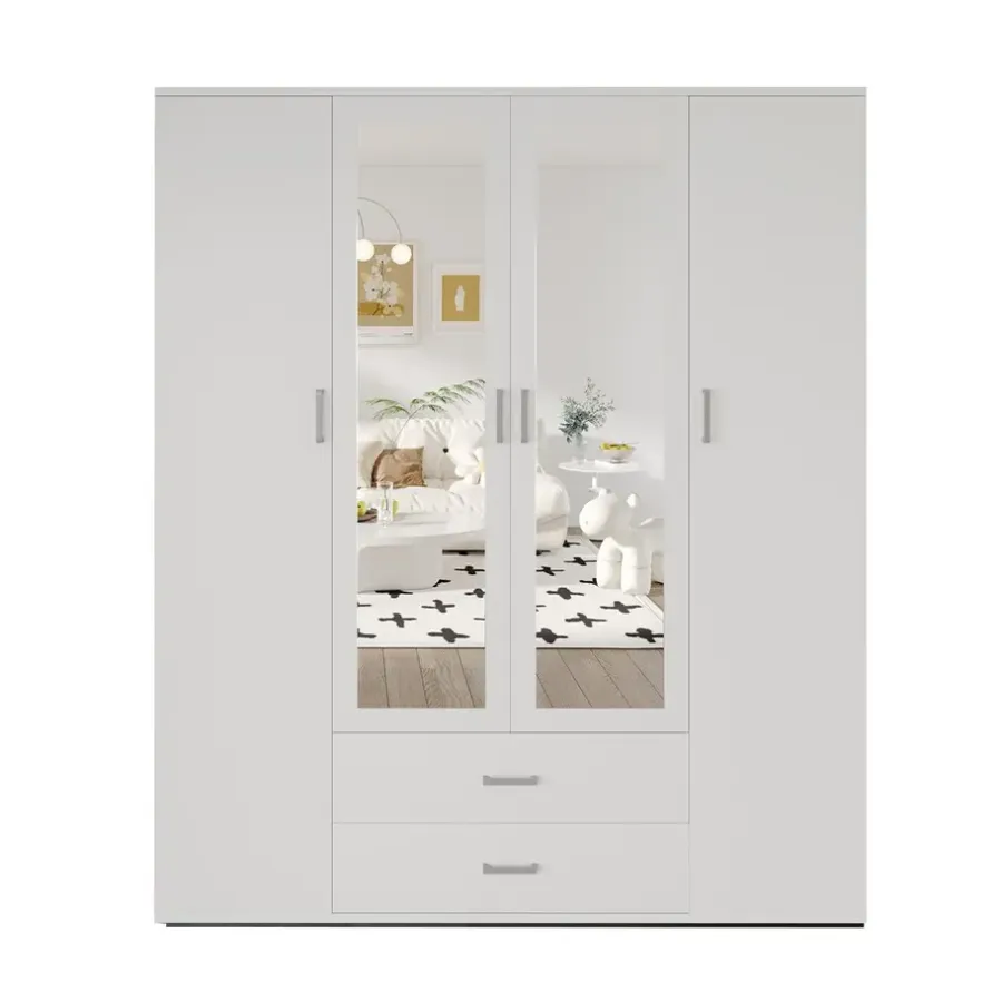 Interiax Kledingkast 'Lena' - Sonoma Eik - 4 Deurs - 185x160x52cm