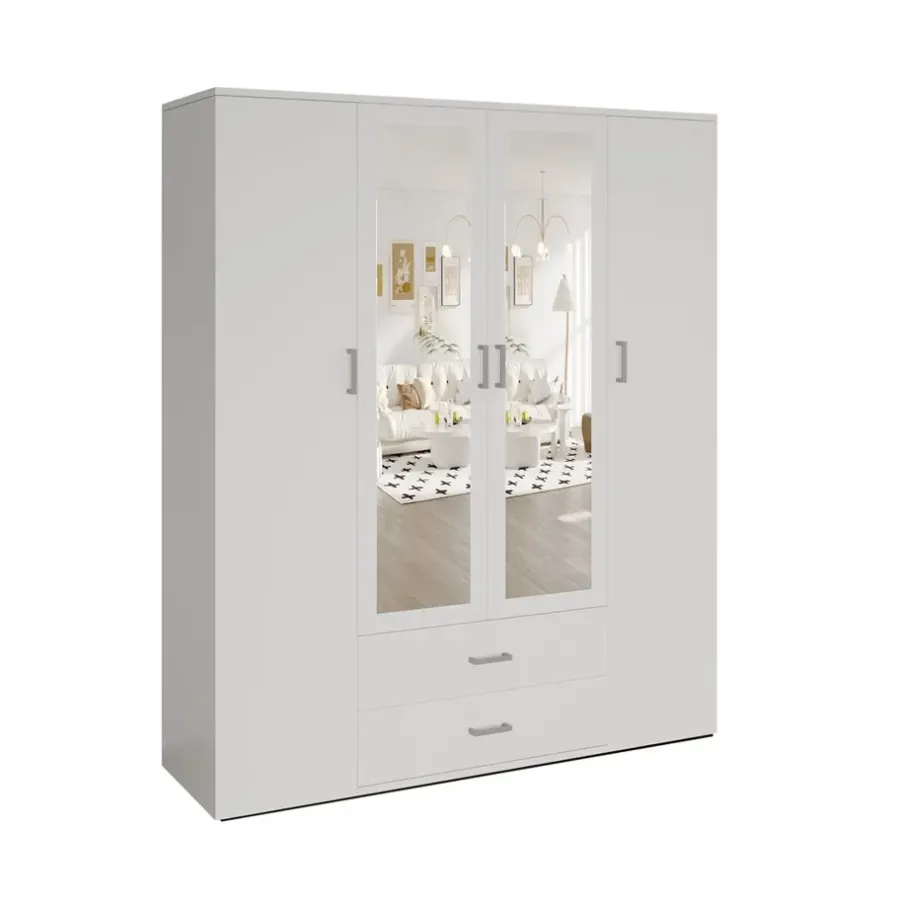 Interiax Kledingkast 'Lena' - Sonoma Eik - 4 Deurs - 185x160x52cm