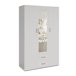 Interiax Kledingkast 'Lena' - Wit - 3 Deurs - 185x120x52cm