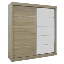 Schuifdeurkasten-Interiax Kledingkast 'Mila' - Sonoma Eik - Schuifdeurkast - 197x182x52 cm
