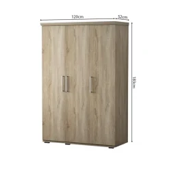 Interiax Kledingkast 'Mila' - Sonoma Eik - 3 Deurs - 183x120x52cm