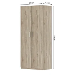 Interiax Kledingkast 'Mila' - Sonoma Eik - 2 Deurs - 180x80x42 cm