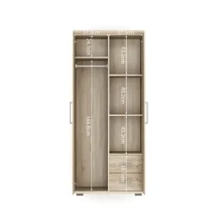 Interiax Kledingkast 'Mila' - Sonoma Eik - 2 Deurs - 183x80x52cm