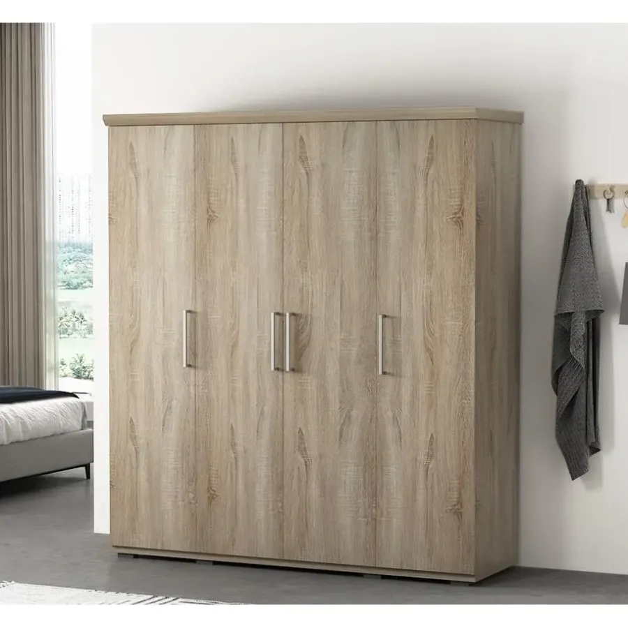 Interiax Kledingkast 'Mila' - Sonoma Eik - 4 Deurs - 183x160x52cm