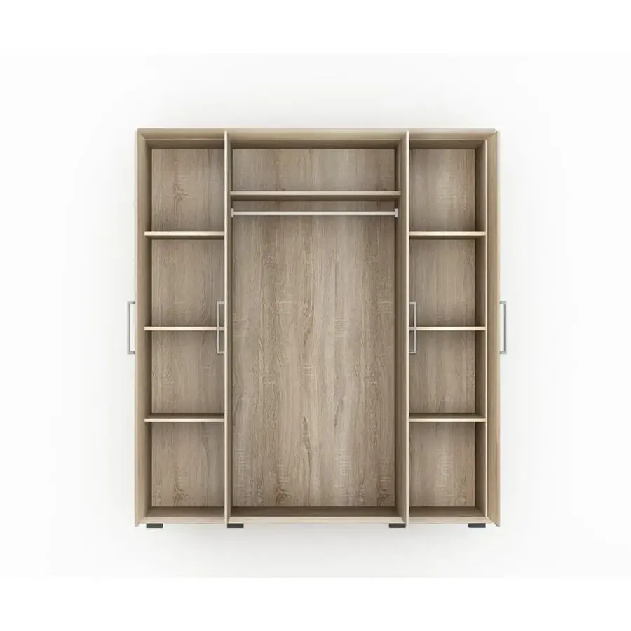 Interiax Kledingkast 'Mila' - Sonoma Eik - 4 Deurs - 183x160x52cm