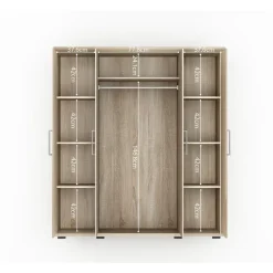 Interiax Kledingkast 'Mila' - Sonoma Eik - 4 Deurs - 183x160x52cm